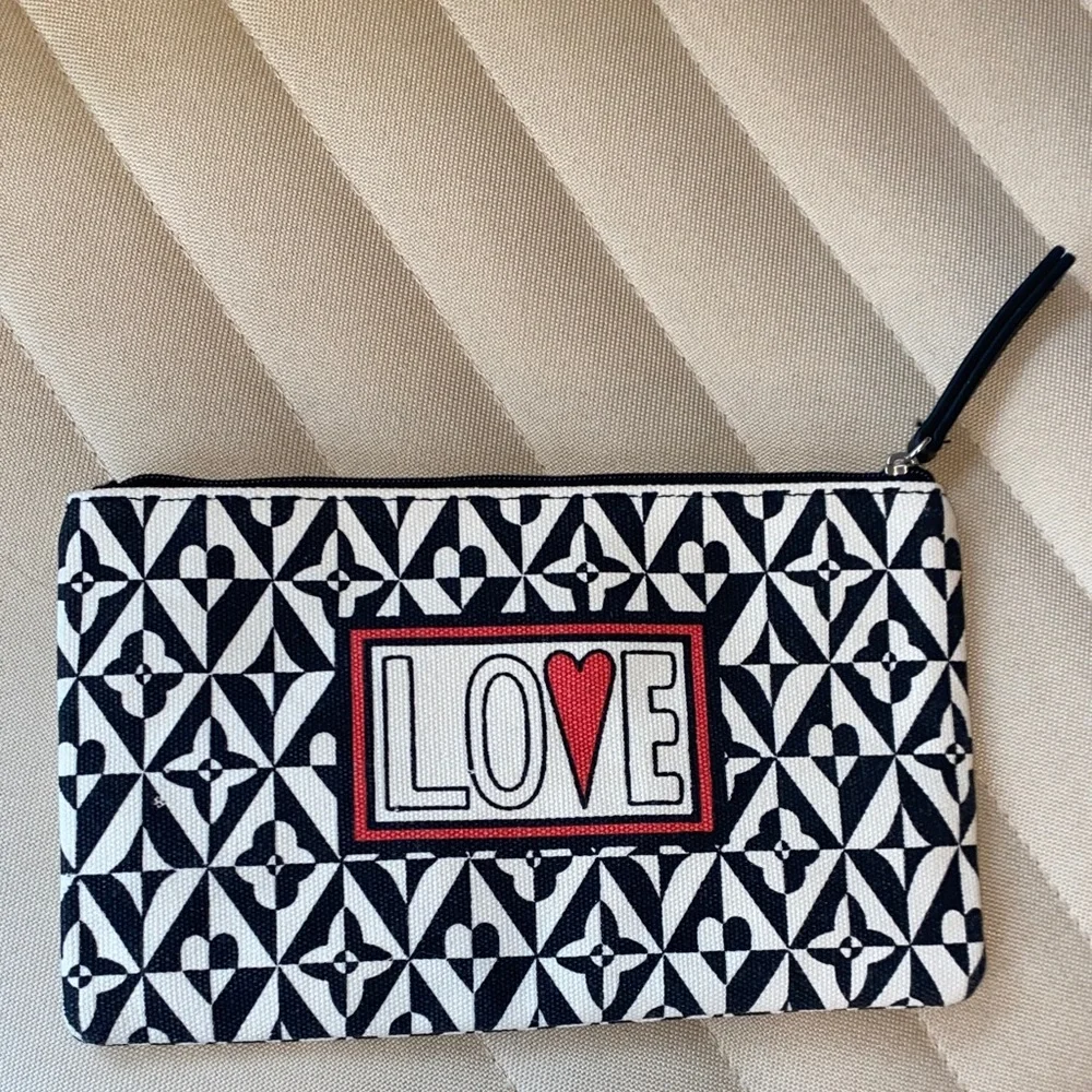 NWOT BRIGHTON Black White LOVE Canvas Zip Pouch